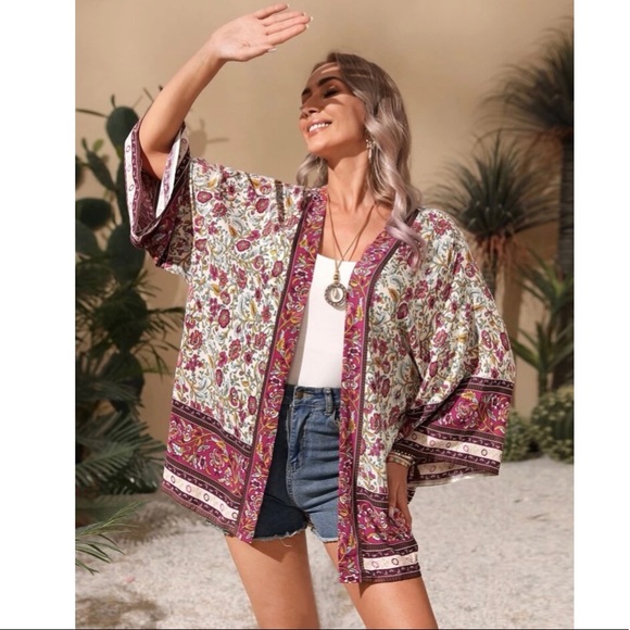 NEW!Gorgeous Boho vibe multicolour Kimono. Super soft, lightweight fabric - Picture 12 of 14